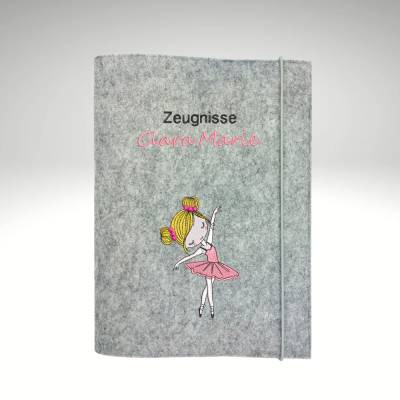 Zeugnismappe Ballerina personalisierte Dokumentenmappe Filz Sichtbuch
