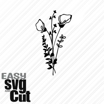 Blumenstrauß Line Art No. 5 SVG Vektorgrafik Plotter und Laserdatei Basteln DIY