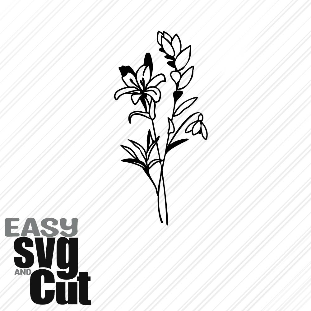 Blumenstrauß Line Art No. 6 SVG Vektorgrafik Plotter und Laserdatei Basteln DIY Bild 1