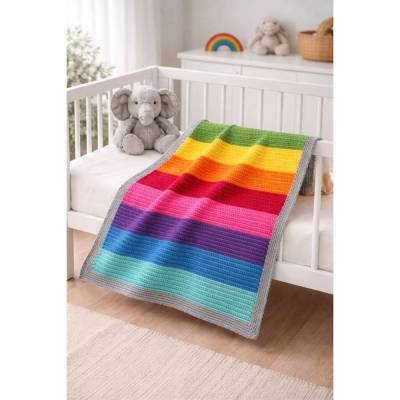 Babydecke gehäkelt Kuscheldecke Regenbogen 