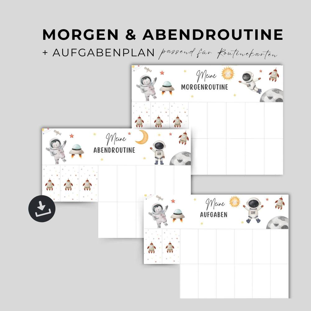 Tagesplan für Kinder, Morgen- Abendroutine für Kinder, Routineplan für Kleinkinder zum Ausdrucken, Tagesplaner, PDF-Down Bild 1