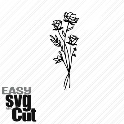 Blumenstrauß Line Art No. 10 SVG Vektorgrafik Plotter und Laserdatei Basteln DIY