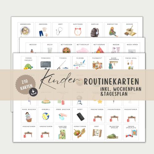 Routinekarten für Kinder, Wochen- & Tagesplan Montessori inspiriert,  A4 + A3  ausdruckbar, PDF sofort Downloa