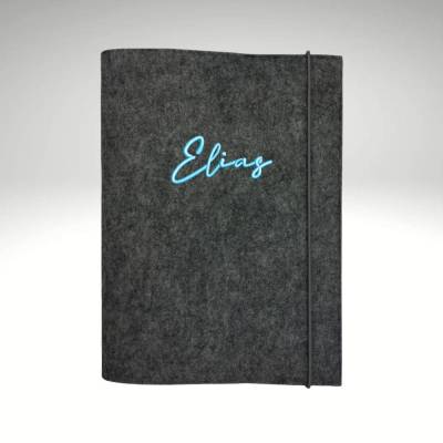 personalisierte Zeugnismappe Dokumentenmappe Filz Sichtbuch Neonfarben