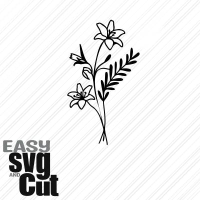 Blumenstrauß Line Art No. 11 SVG Vektorgrafik Plotter und Laserdatei Basteln DIY