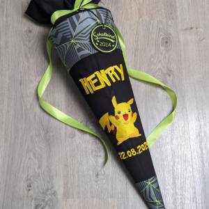 Schultüte Pokemon, Pikachu, Step by Step, Zuckertüte 70cm Stoff, Stickereien, Name inklusive