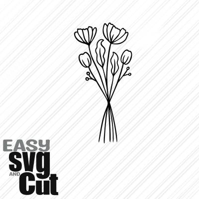 Blumenstrauß Line Art No. 12 SVG Vektorgrafik Plotter und Laserdatei Basteln DIY