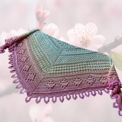 Häkelanleitung flaches Dreieckstuch "Pfirsichreise" - Mustermix mit Geschichte