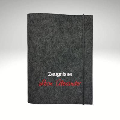 personalisierte Zeugnismappe Dokumentenmappe Filz Sichtbuch Name