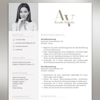 Vorlage bewerbung Lebenslauf, Bewerbungsvorlagen Deutsch - MS Word, Canva, Professionelle Bewerbung CV