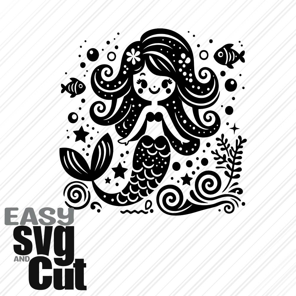 Meerjungfrau No. 2 SVG Vektorgrafik Plotter und Laserdatei Basteln DIY Bild 1