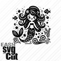 Meerjungfrau No. 2 SVG Vektorgrafik Plotter und Laserdatei Basteln DIY