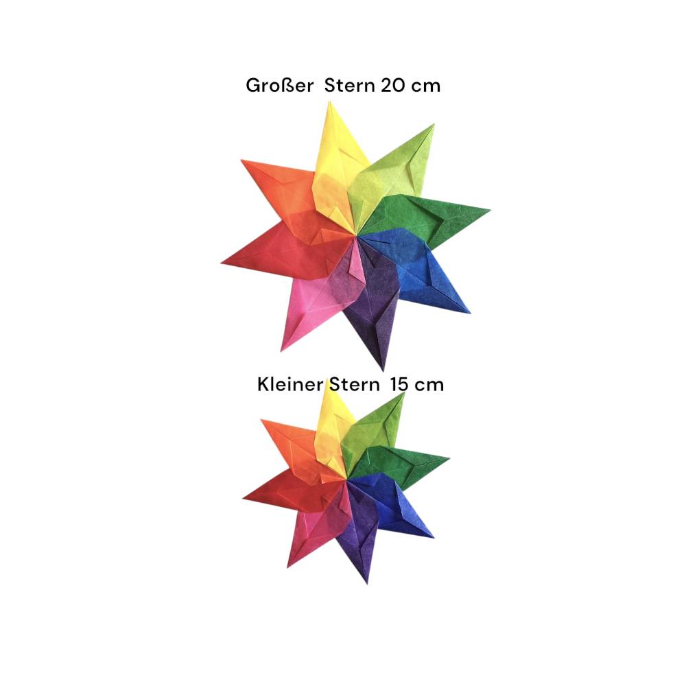 Regenbogenstern Fensterbild aus Transparentpapier  Bunter Papierstern als  Fensterdekoration, Suncatcher, handgemacht in 2 Gren