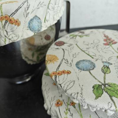 Schüsselhauben Set – 3 Größen, waschbar, wieder verwendbar, dezentes Blumenmuster
