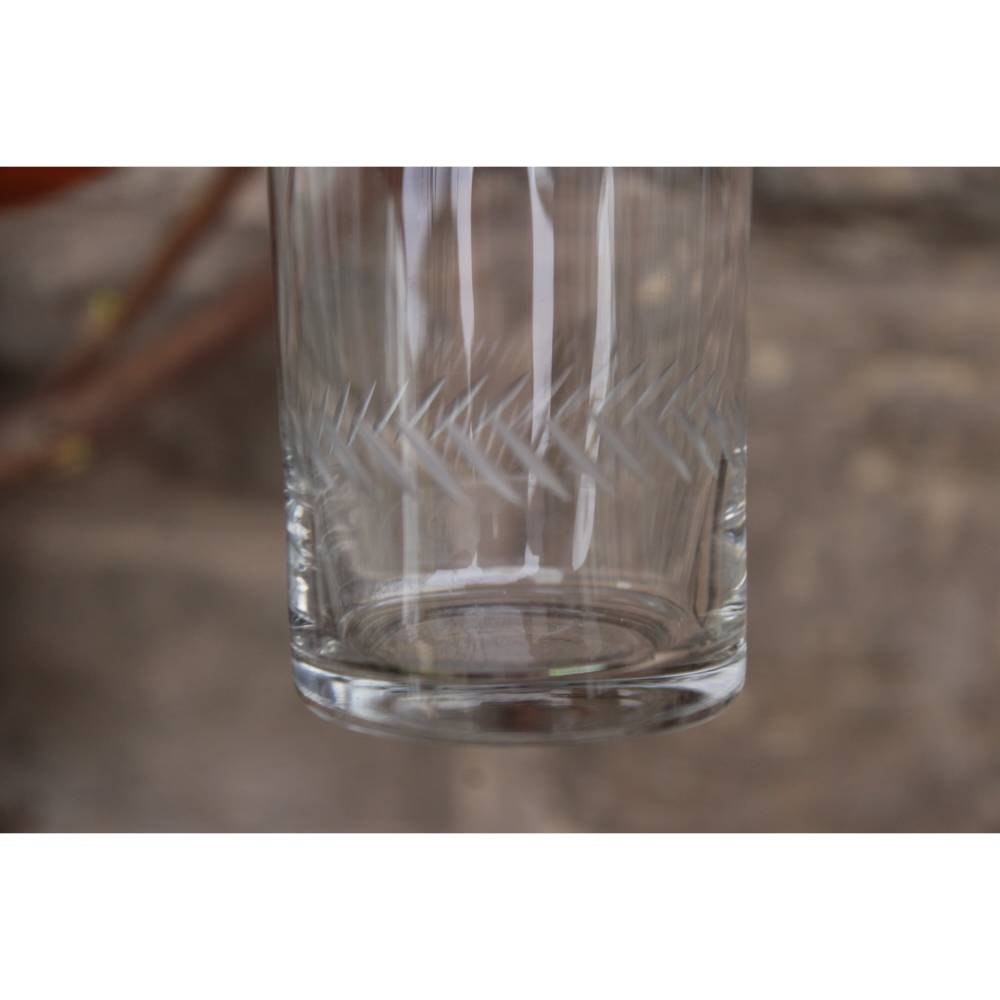 5er Set kleine Longdrink Gläser geschliffenes Dekor Wassergläser Saftgläser Vintage 50er 60er Jahre
