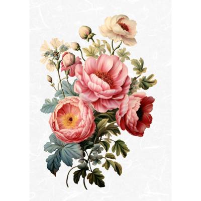 Reispapier - Motiv Strohseide - A4 - Decoupage - Vintage - Shabby - Blumen - Bouquet- 200574