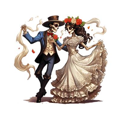 Los Muertos Brautpaar Schleier Skelette Bügelbild DIY Bügelmotiv Applikation