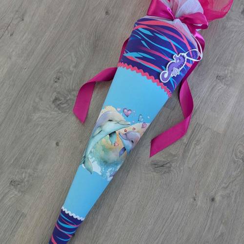 Delfin Mermaid Schultüte, Step by Step, Zuckertüte 70cm Stoff, Stickereien, Name inklusive