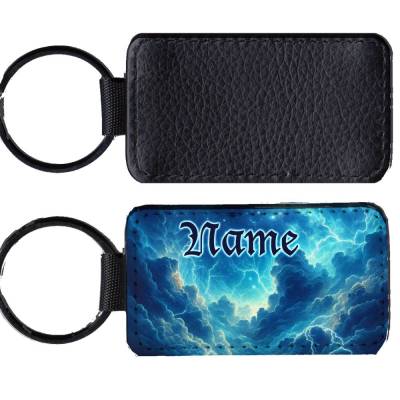 Kunstleder Schlüsselanhänger mit Name/ Blitze / personalisierbar