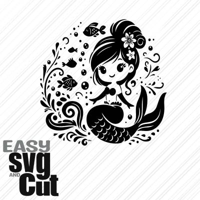 Meerjungfrau No. 3 SVG Vektorgrafik Plotter und Laserdatei Basteln DIY