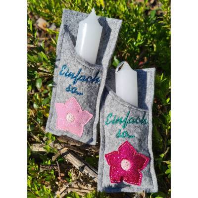 Stickdatei Kerzen Hülle ITH Blume