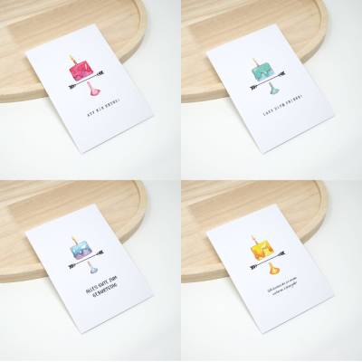 4 Geburtstagskarten Set, Torten | inkl. Briefumschlag | Aquarell Karten