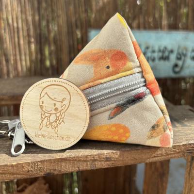 Kleines Dreieckstäschchen Schnullertasche – Vielseitiges Täschchen aus Baumwolle mit Karabiner