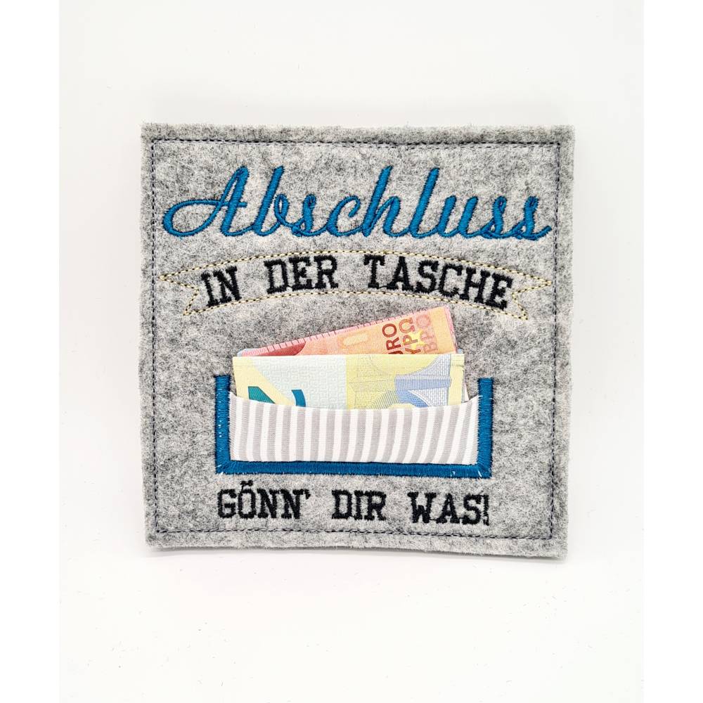 Stickdatei Geldhülle Abschluss ITH Bild 1