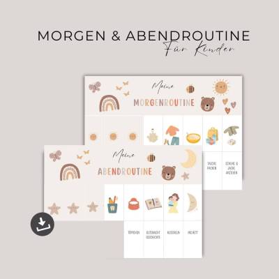 Morgen- Abendroutine für Kinder, Routineplan, Kleinkinder Routine Set, zum Ausdrucken, Tagesplaner, PDF-Download