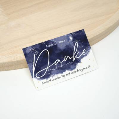 100 kleine Hochzeit Dankeskarte 03 | Nachthimmel Celestial Aquarell Hintergrund | Personalisiert mit Namen