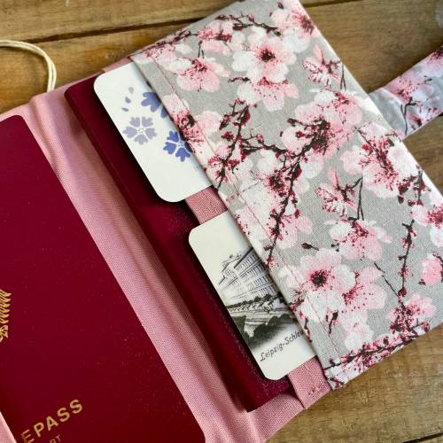 Reisepasshülle KIRSCHBLÜTE Ausweishülle Passhülle Reiseetui