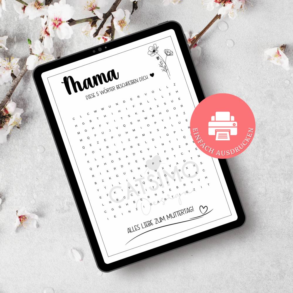 Muttertags-Suchsel zum Ausdrucken – A4 PDF-Vorlage mit Wortsuche | Download zum Ausdrucken Bild 2