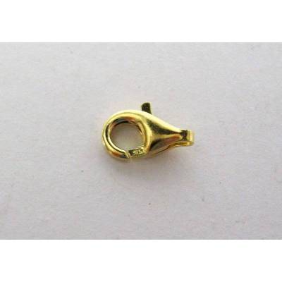 9 mm Karabiner Silber 925 vergoldet – Kettenverschluss mit Biegering für Schmuckherstellung