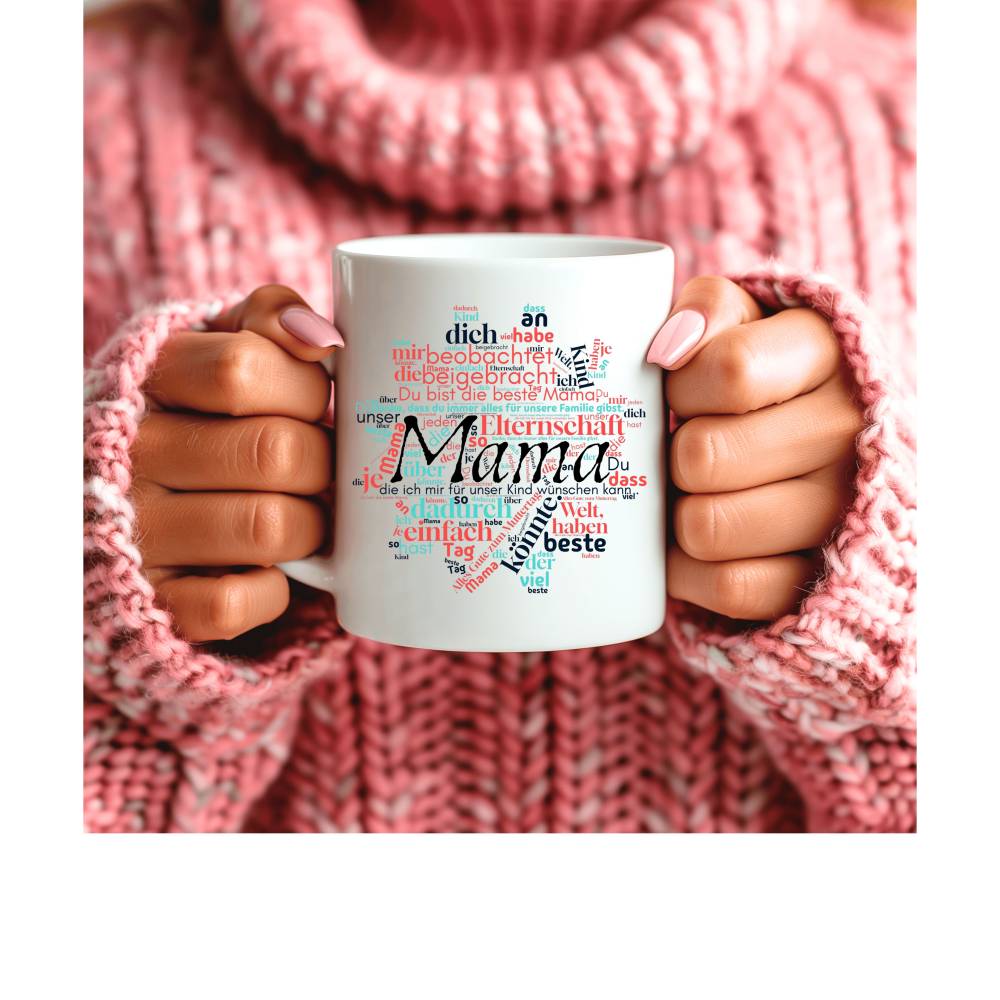 Personalisierte Tasse mit Wunschtext – Druck in Deiner Wunschform – Geschenkidee für Familie, Freunde & Kolle