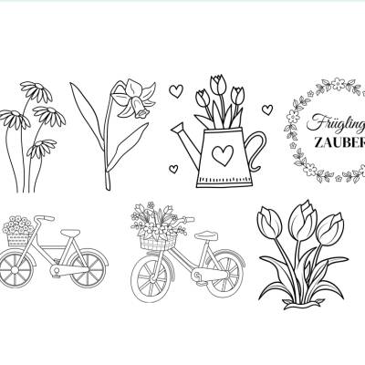 Frühling Spring Blumen Bundle - SVG Download Datei - Plotterdatei - Basteln - DIY - Cricut -  