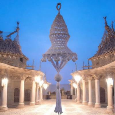 Lampion im Boho Stil, gehäkelte Handarbeit