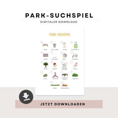 Park Schatzsuche für Unterwegs, Natur Schnitzeljagd zum Ausdrucken, Spielidee für Kindergeburtstage