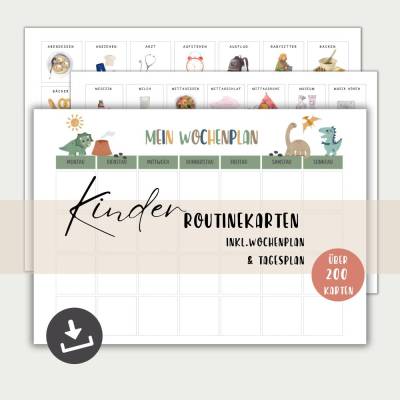 Routinekarten für Kinder, Wochen- & Tagesplan, Montessori inspiriert, ausdruckbar in  A4 + A3, PDF sofort Download