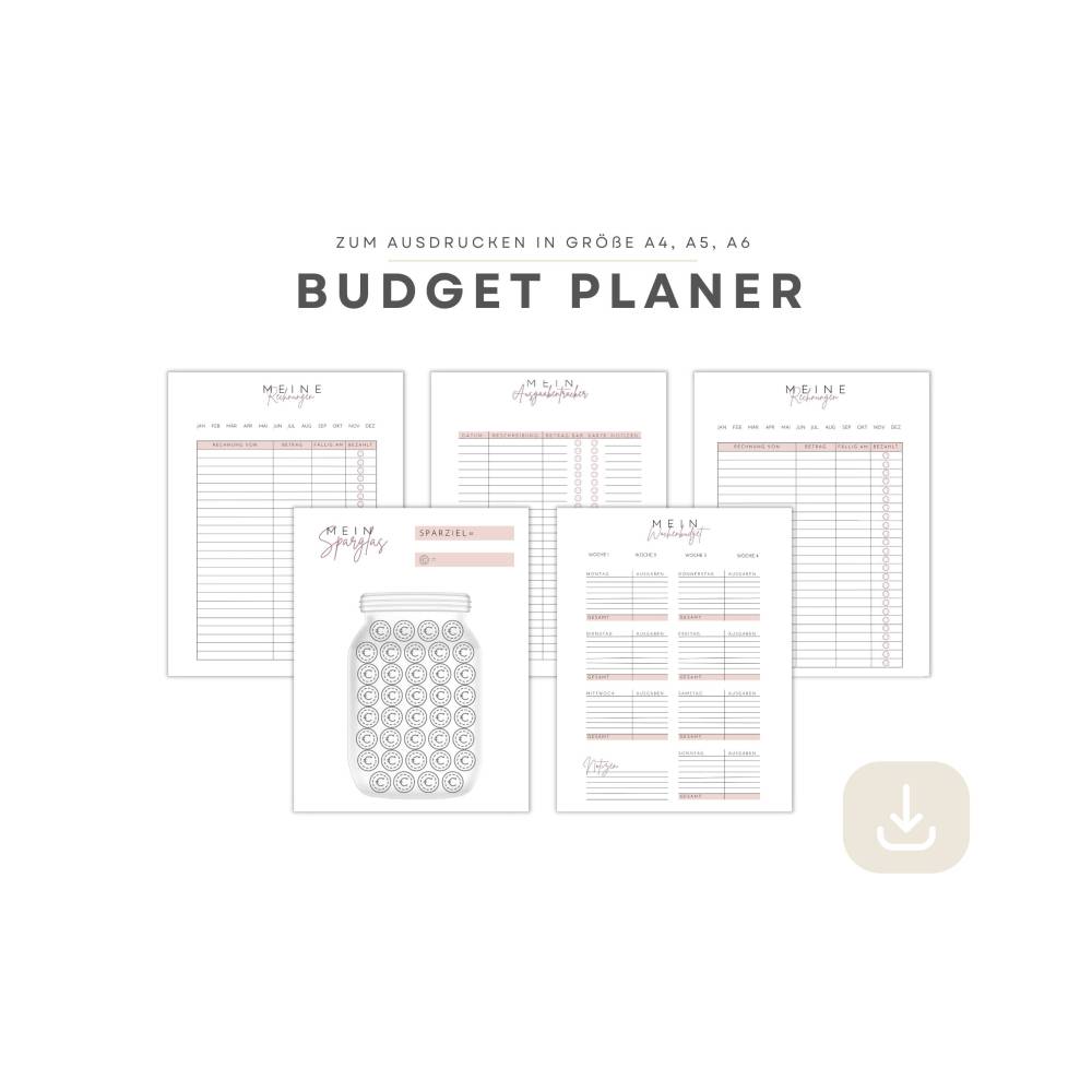 Budget Planer Deutsch, Haushaltsbuch, Finanzplaner zum Ausdrucken, Spartracker, Fixkosten, Monatsbudget, PDF-Sofort Down Bild 1