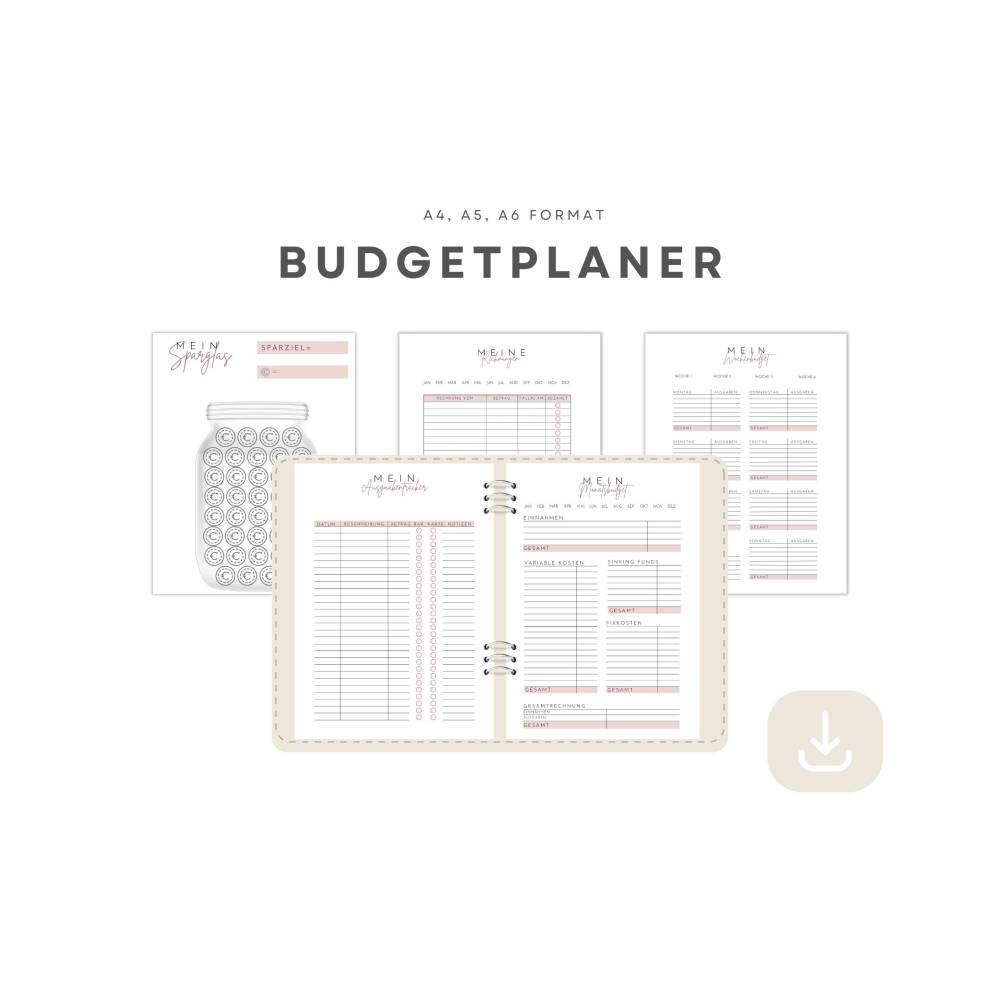 Budget Planer Deutsch, Haushaltsbuch, Finanzplaner zum Ausdrucken, Spartracker, Fixkosten, Monatsbudget, PDF-Sofort Down Bild 2