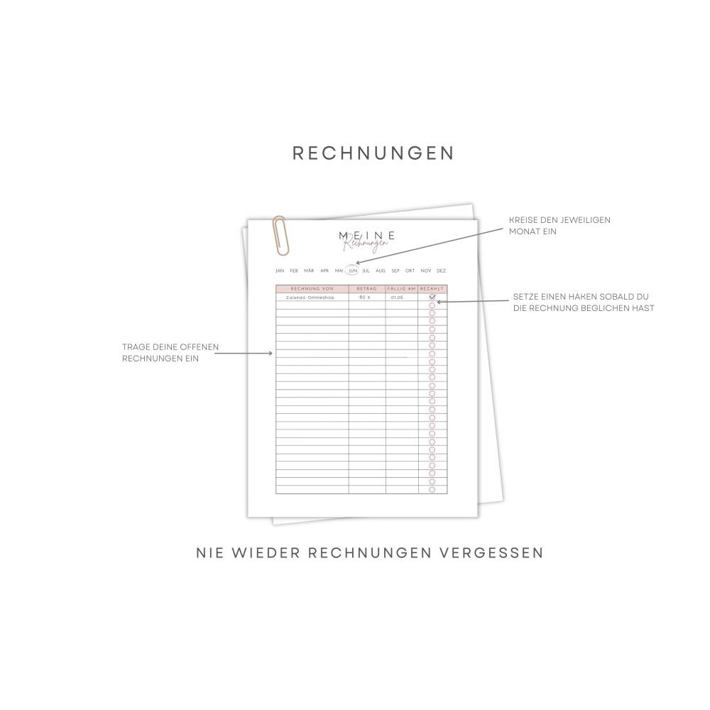 Budget Planer Deutsch, Haushaltsbuch, Finanzplaner zum Ausdrucken, Spartracker, Fixkosten, Monatsbudget, PDF-Sofort Down Bild 6