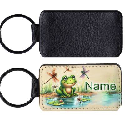 Kunstleder Schlüsselanhänger mit Name/ Frosch / personalisierbar