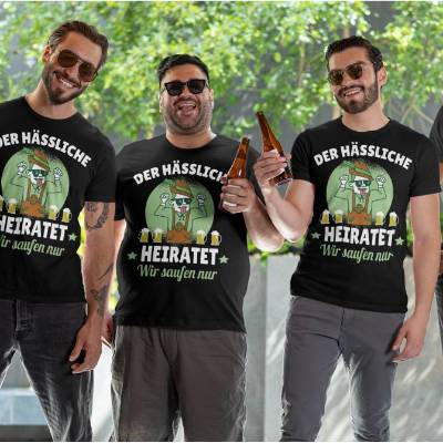 T-Shirt Herren | Der Hässliche heiratet | JGA Saufshirt | Lustige Männercrew | Bräutigam Abschiedsparty