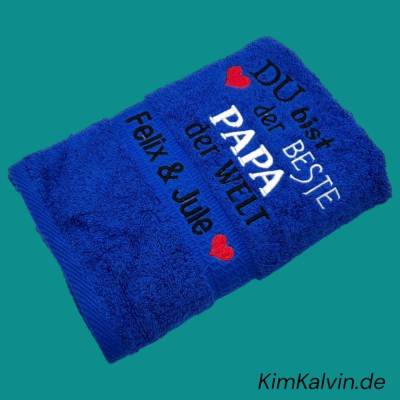 HANDTUCH + mit Stickmotiv MAMA oder PAPA - Beste / Bester der Welt / Vatertag