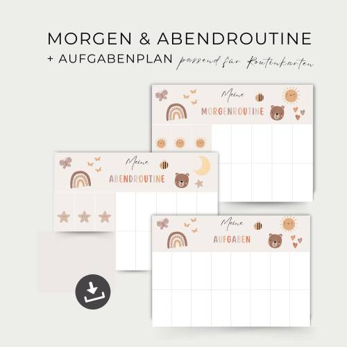 Tagesplan Kinder PDF – Morgen- & Abendroutine, Routineplan zum Ausdrucken