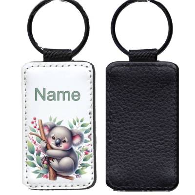 Kunstleder Schlüsselanhänger mit Name/ Koala / personalisierbar