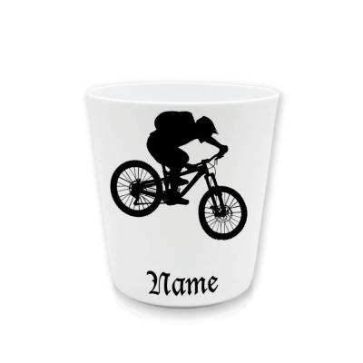 Becher Fahrrad mit Name aus Kunststoff / personalisierbar