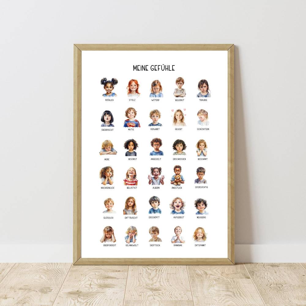Gefühle Poster für Kinder in A1 - A7 zum Ausdrucken, Emotionen Lernposter, Montessori inspiriert, PDF-Download Bild 3
