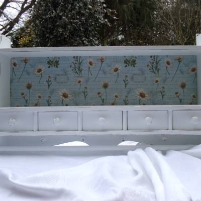 Wandregal Regal Holzregal Schubladen Handtuchstange Wandhaken Weiß Shabby Gänseblümchen Hängeregal Gewürzregal Küchenreg