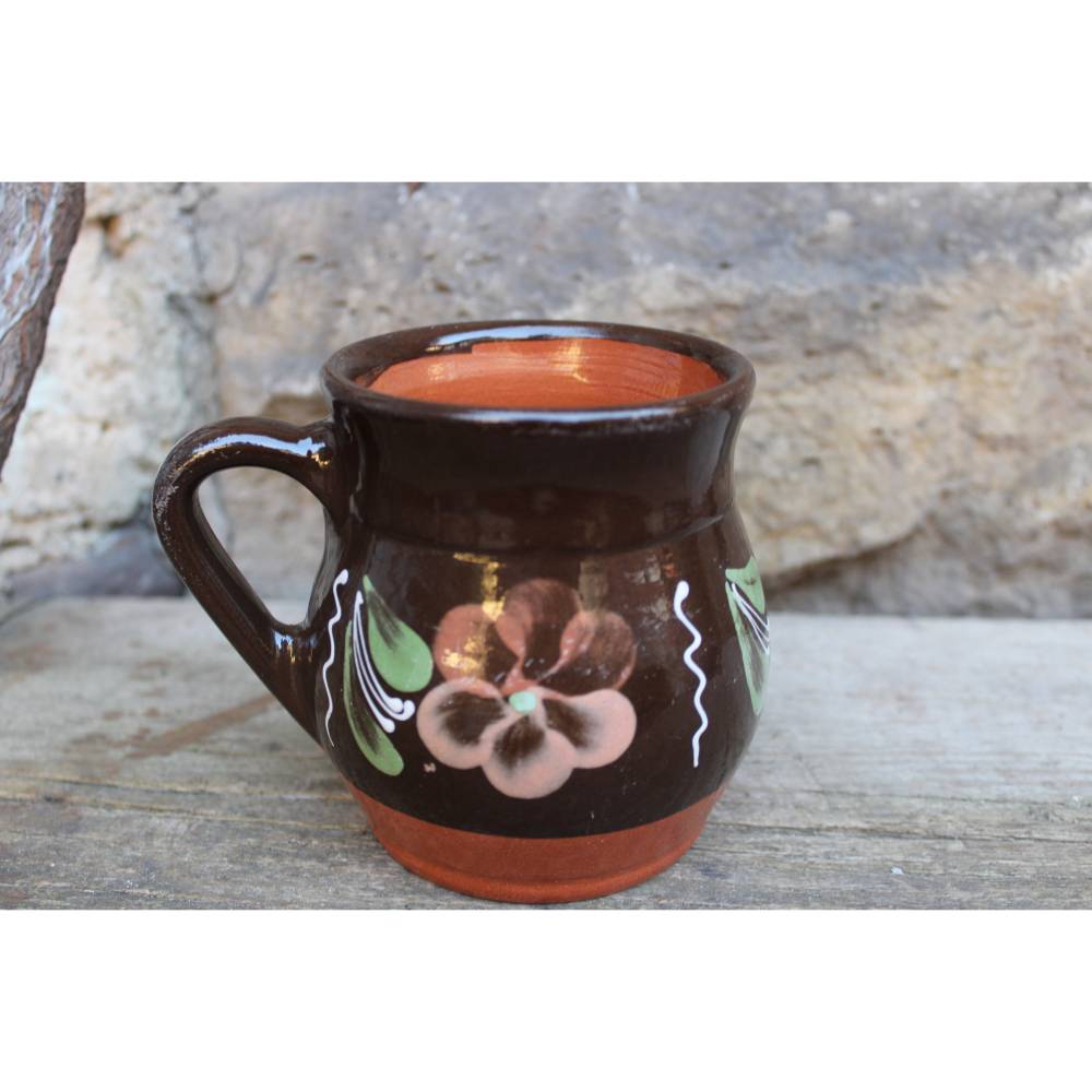 großer Kaffeebecher 400 ml Kaffeepott Tasse Majolika Keramik Vintage 60er 70er Jahre